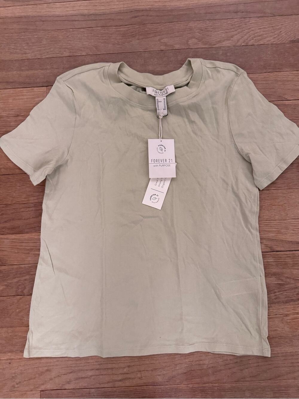 NWT Forever 21 Women's Sage Crew Neck Knit Short Sleeve Top - Size XS
 b20